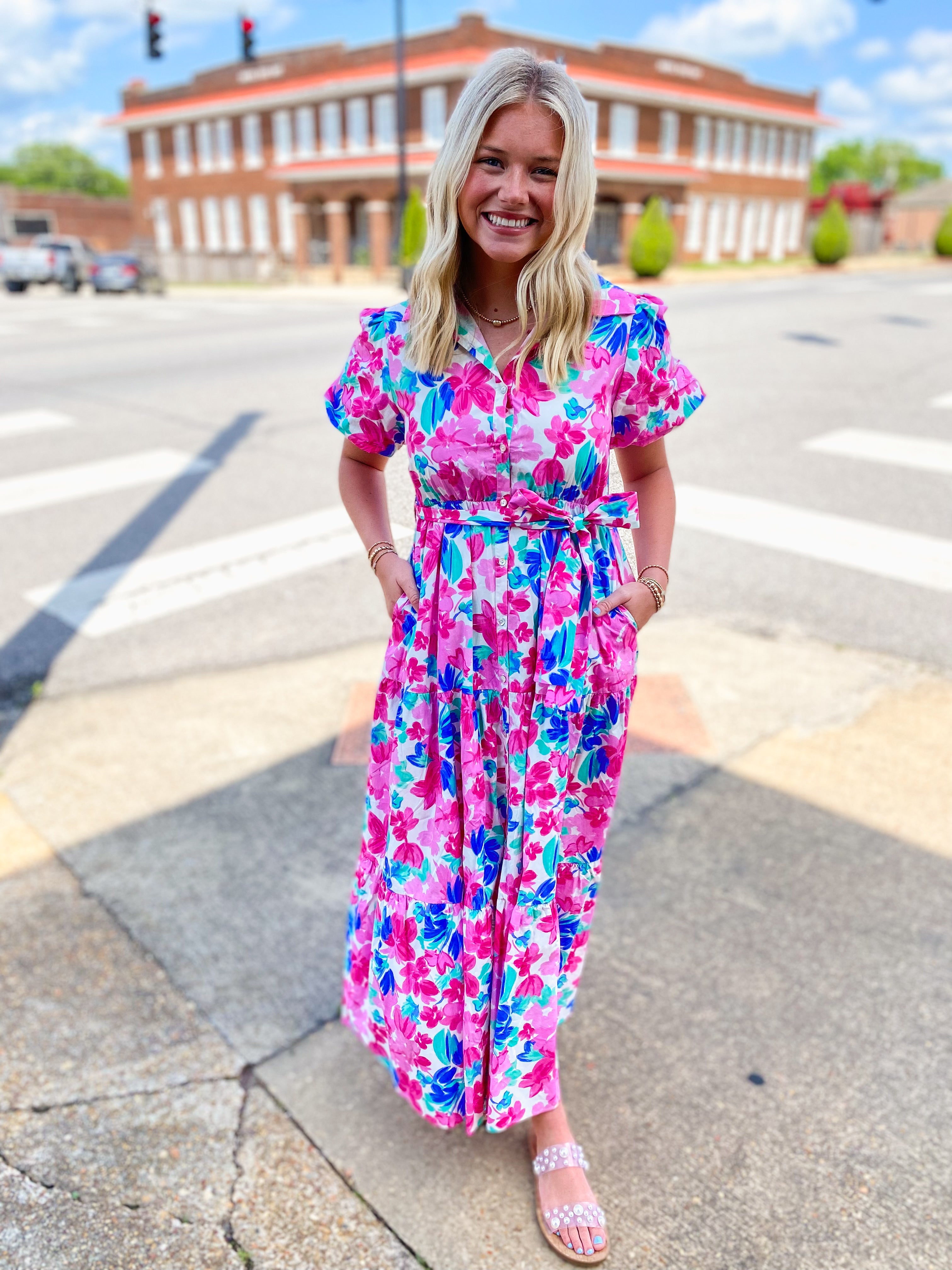 As If Pink Floral Maxi Dress