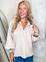 Load image into Gallery viewer, Not For Long Almond Luxe Knit Blouse

