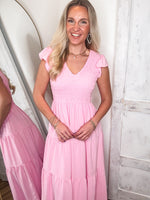 Load image into Gallery viewer, Precious Memory Pastel Pink Midi Dress
