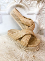 Load image into Gallery viewer, Hali Raffia Natural Platform Matisse Sandal
