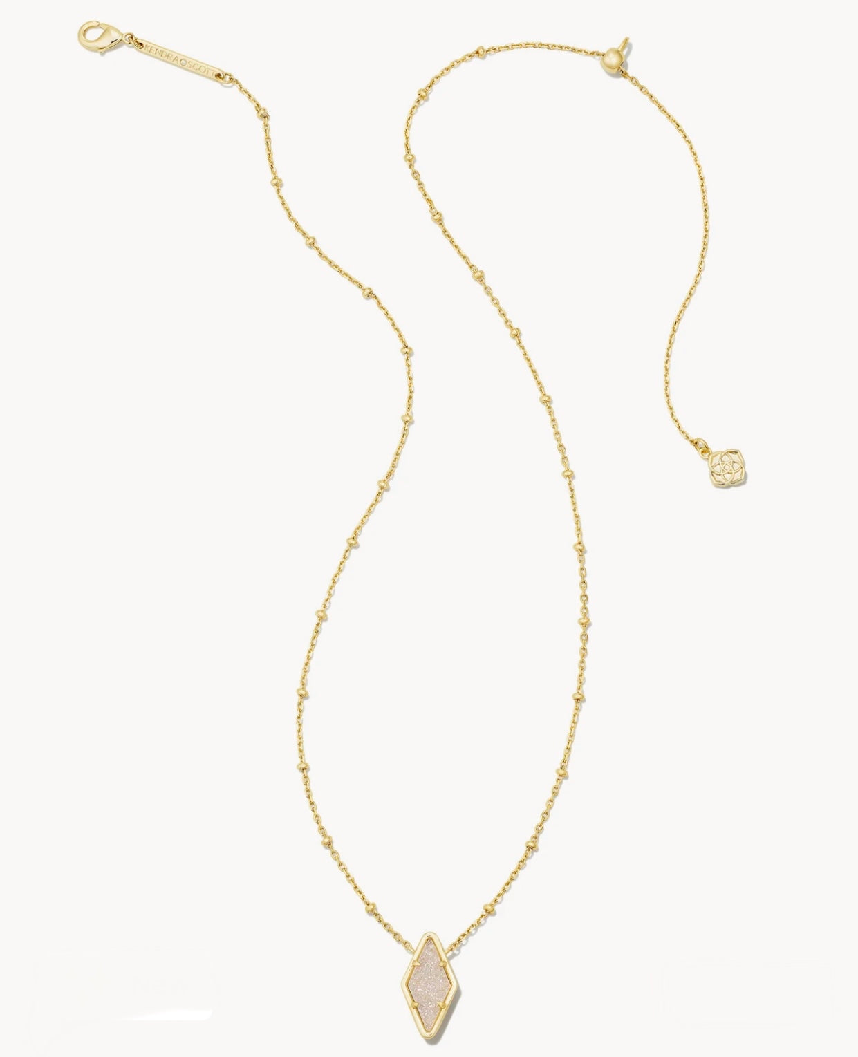 Kinsley Iridescent Drusy Pendant Short Gold Necklace