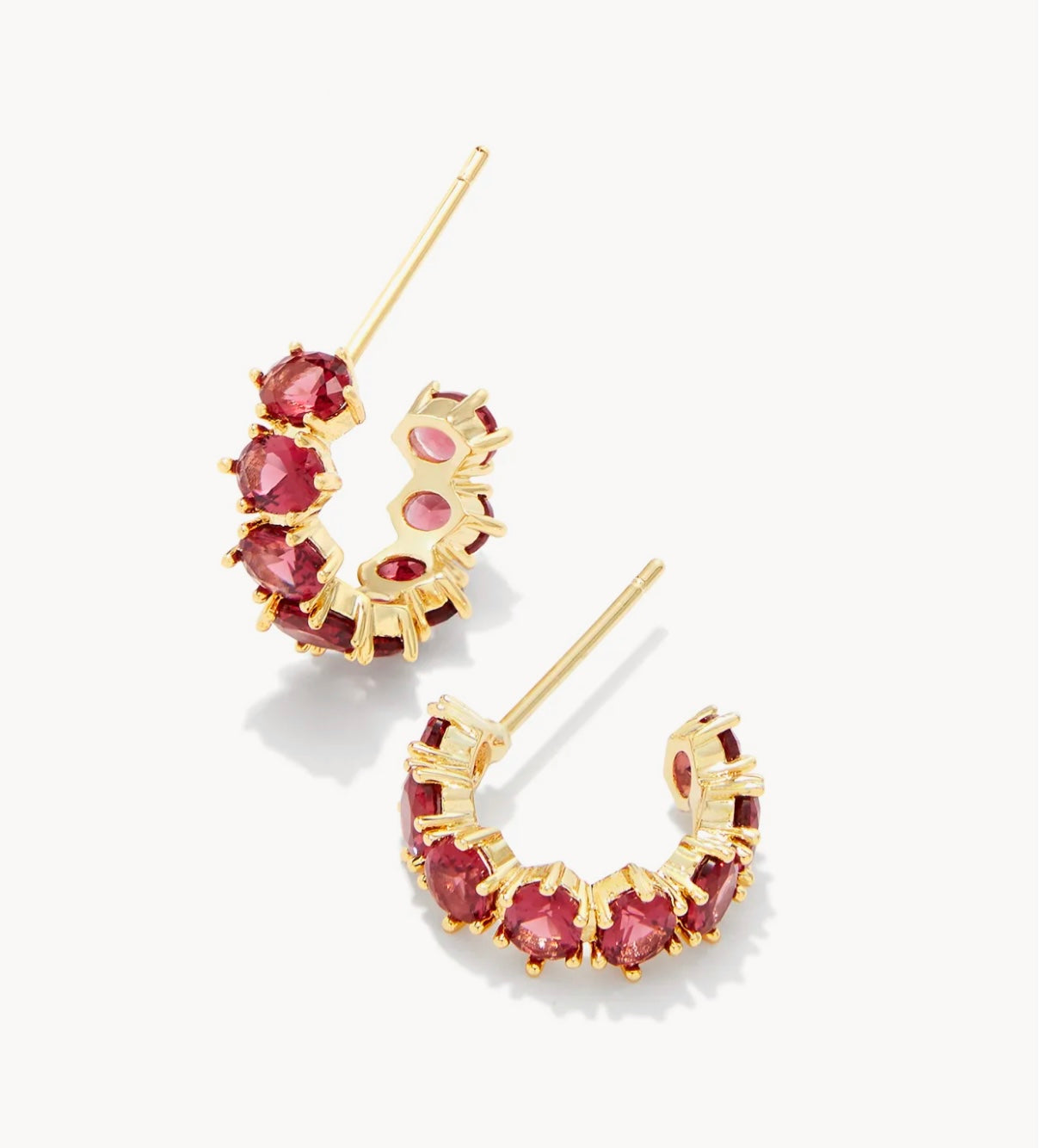 Cailin Red Crystal Huggie Gold Earrings