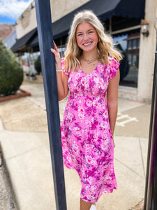 Best Intentions Pink Floral Midi Dress