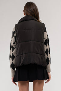 For Your Information Black Puffer Vest