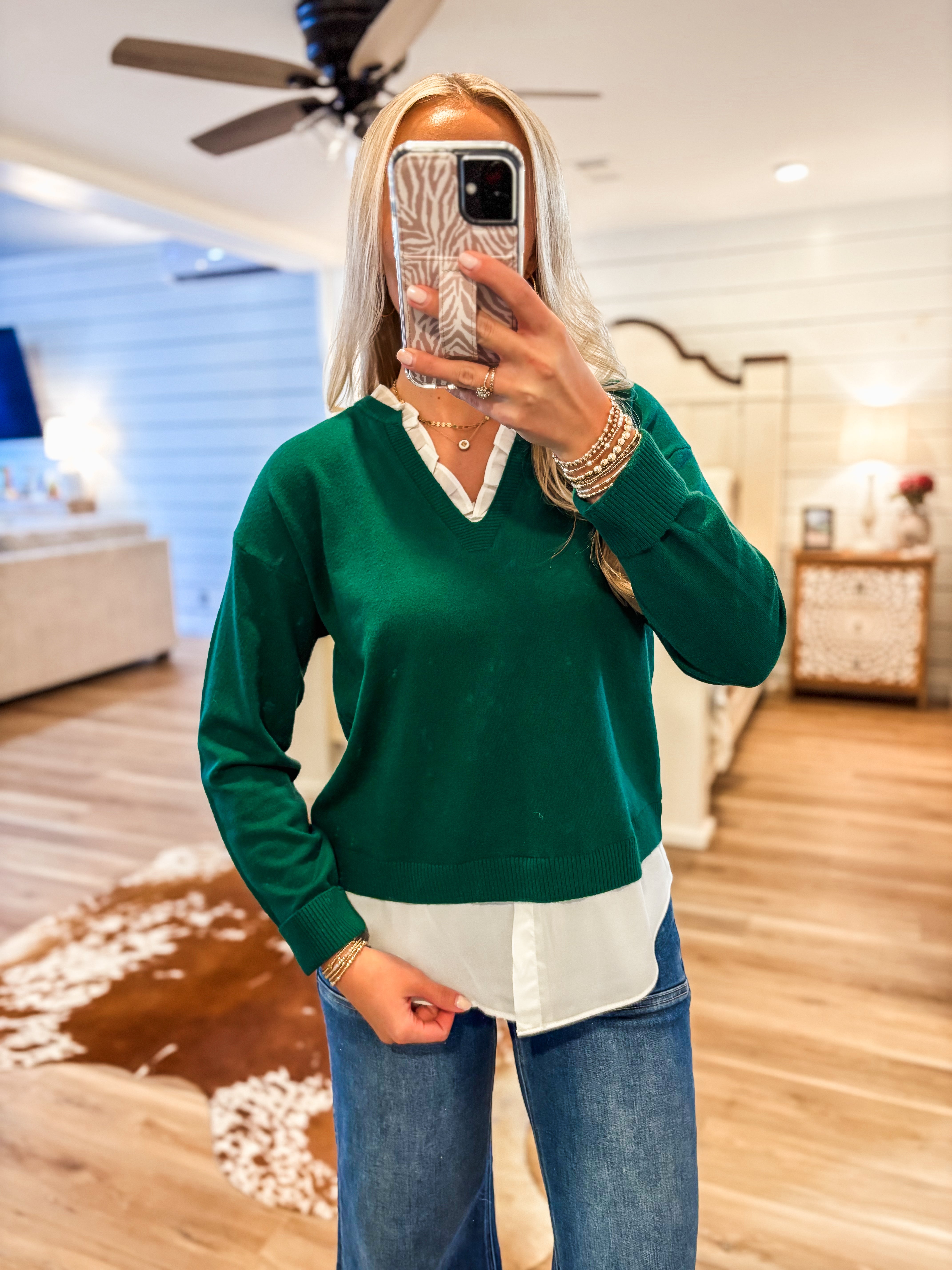 Seeing Clearly Emerald Knit PINCH Sweater