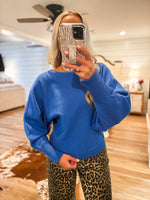 Load image into Gallery viewer, Taking Up Blue Pico Sweater Blouse
