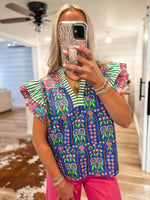 Load image into Gallery viewer, Felt For You Purple Printed THML Blouse
