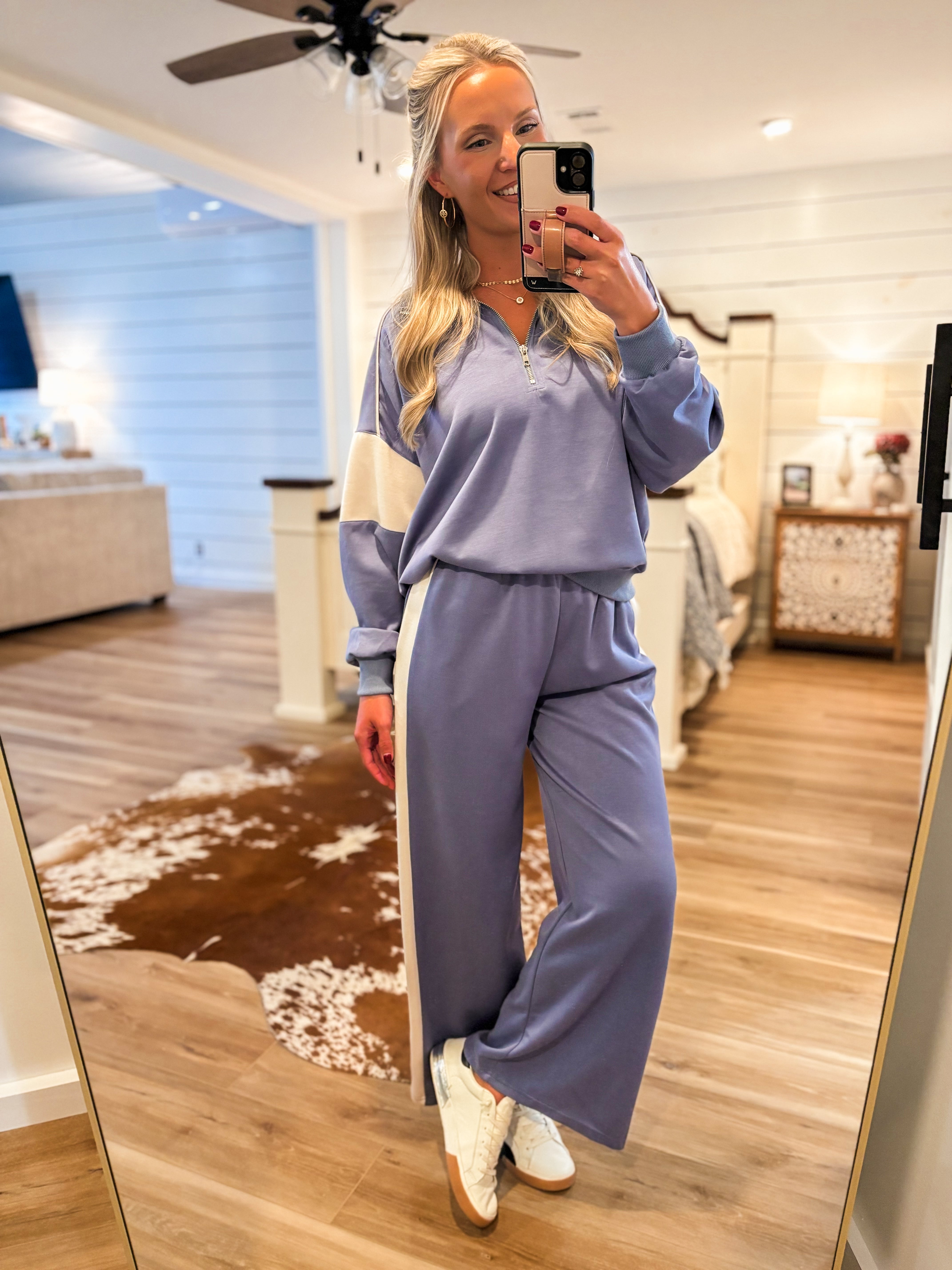 Time Will Tell Dusty Blue Pullover & Lounge Pant Set