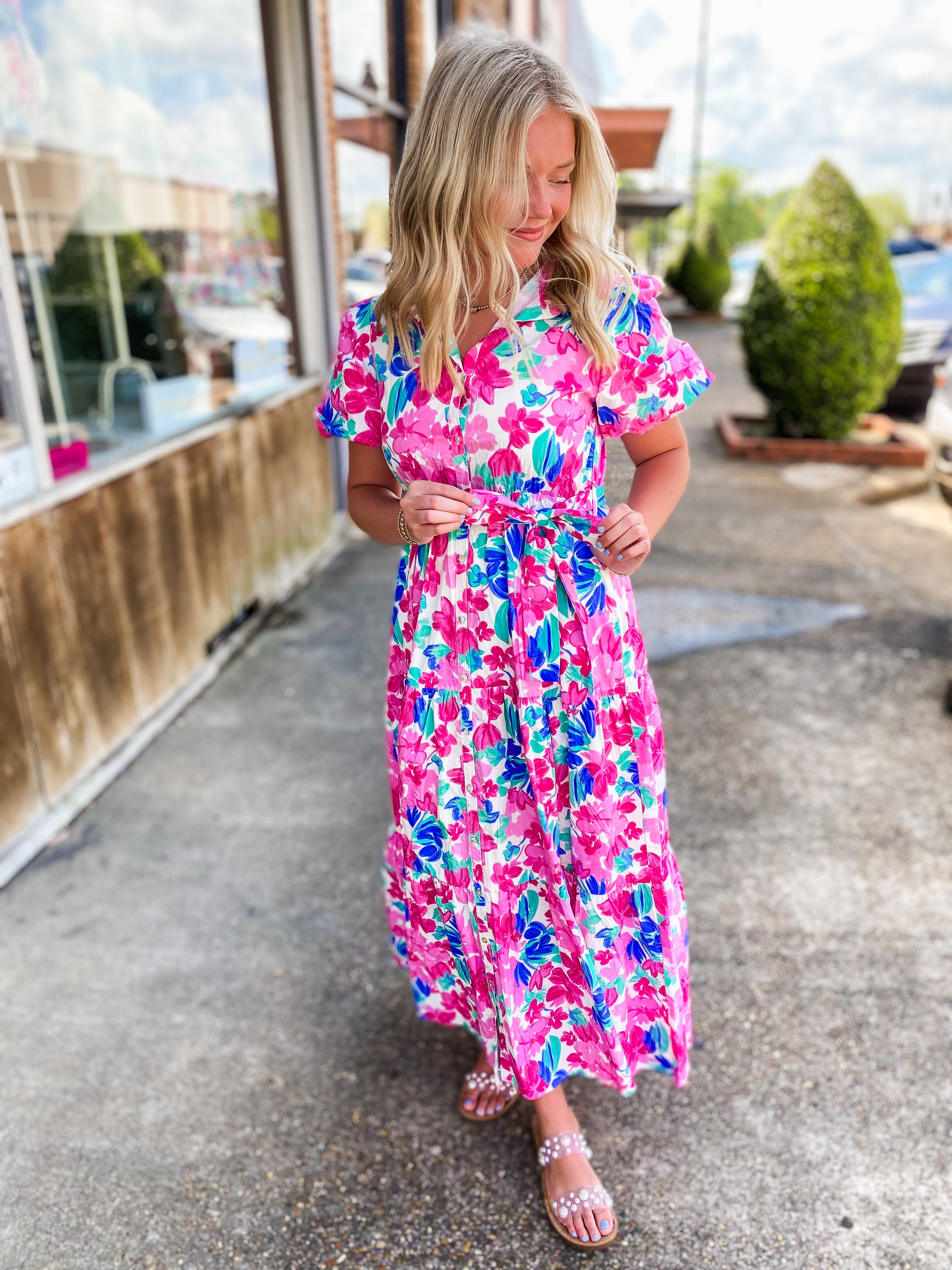 As If Pink Floral Maxi Dress