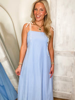 Load image into Gallery viewer, Stories Unfolding Light Blue Stripe Midi Dress
