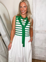 Load image into Gallery viewer, Belong To Green/White Stripe Midi Dress
