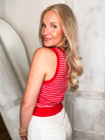 Load image into Gallery viewer, What I Need Red &amp; Pink Stripe Vest Blouse
