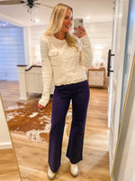 Load image into Gallery viewer, Missing Me Navy Trouser Flare Pants
