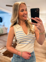 Load image into Gallery viewer, High Hopes Sand Stripe Polo Tank
