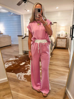 Load image into Gallery viewer, My Routine Pink Luxe Knit Tee &amp; Lounge Pant Set
