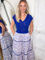 Load image into Gallery viewer, From The Pier Royal Blue Floral Midi Dress
