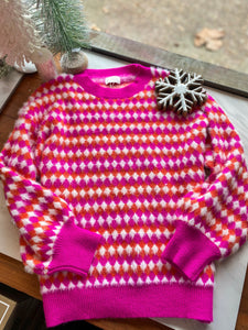 Fun Times Orange & Pink Printed Sweater