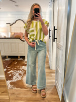 Load image into Gallery viewer, Hey There Lime Striped Pocket Blouse
