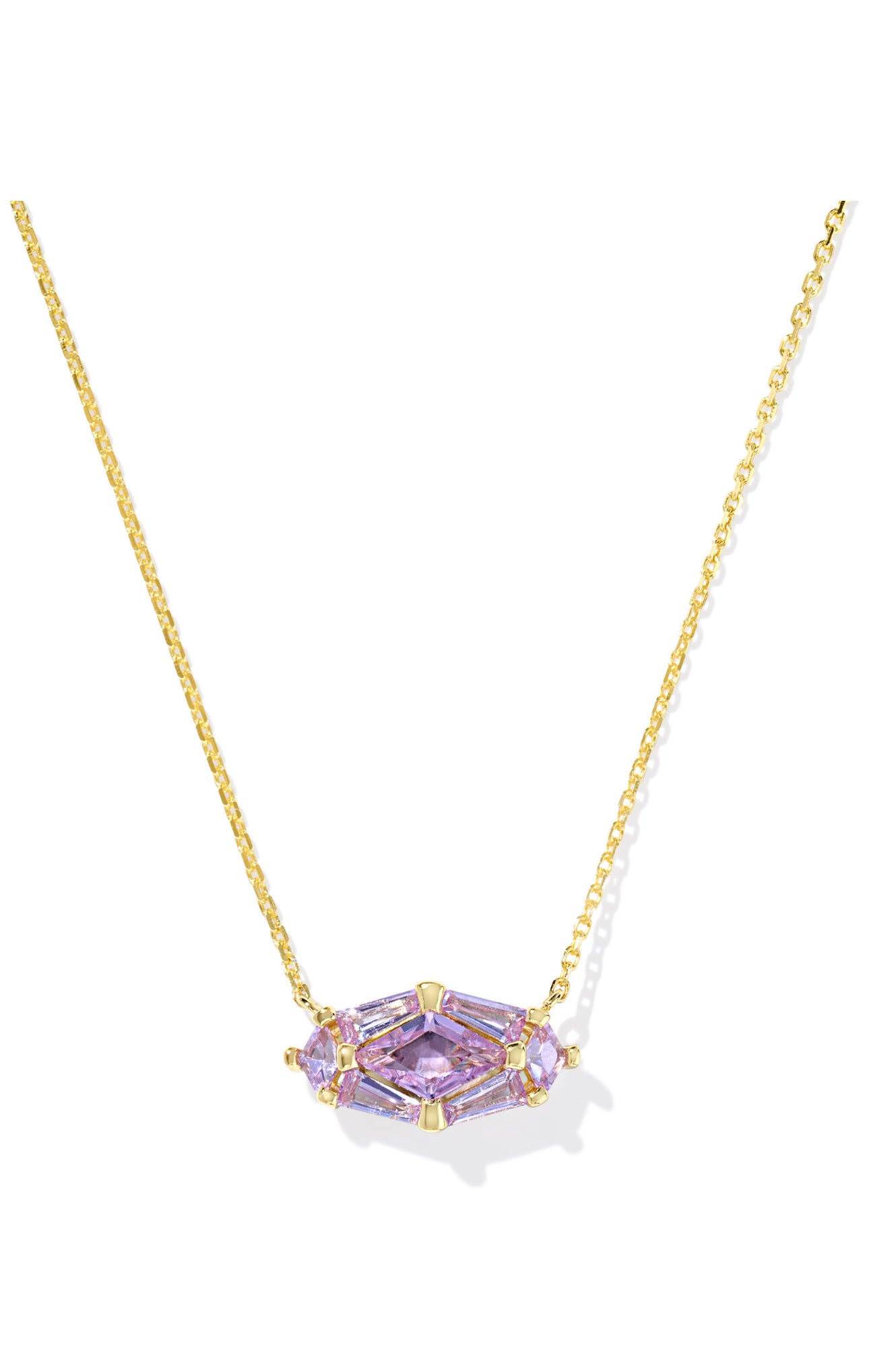 Lindy Rae Elisa Violet Crystal Gold Pendant Necklace