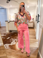 Load image into Gallery viewer, All For Now Multi Floral Contrast Blouse

