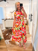 Load image into Gallery viewer, Summer Plans Multi Floral Front Zip Midi Dress
