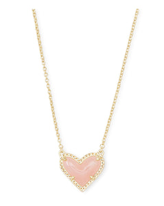 Ari Rose Quartz Heart Pendant Gold Necklace