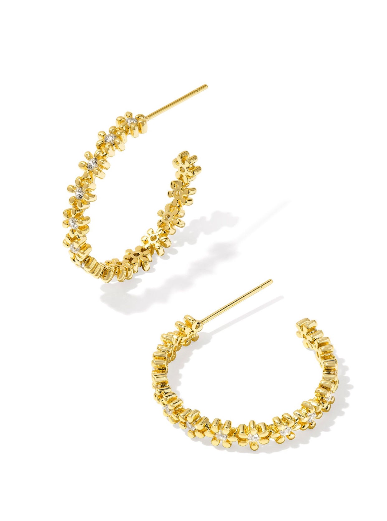 Nydia White Crystal Gold Hoop Earrings