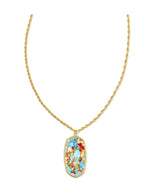 Load image into Gallery viewer, Rae Bronze Veined Turquoise Red Oyster Pendant Gold Necklace
