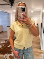 Load image into Gallery viewer, Let's Talk Butter Yellow S/S Sweater Blouse
