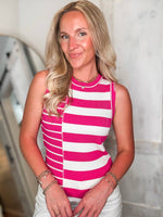 Load image into Gallery viewer, Thankful For You Pink &amp; White Striped Tank
