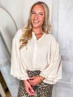 Load image into Gallery viewer, For Certain Champagne FATE Button Down Blouse
