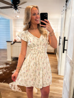 Load image into Gallery viewer, Remember Me Ivory Floral Mini Dress
