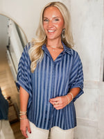 Load image into Gallery viewer, Happened To You Indigo Blouse
