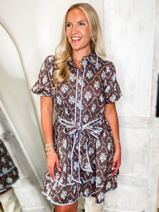 Flawless Touch Brown Floral Mini Dress