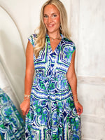 Load image into Gallery viewer, Reason I&#39;m Here Royal Blue Floral PINCH Maxi Dress
