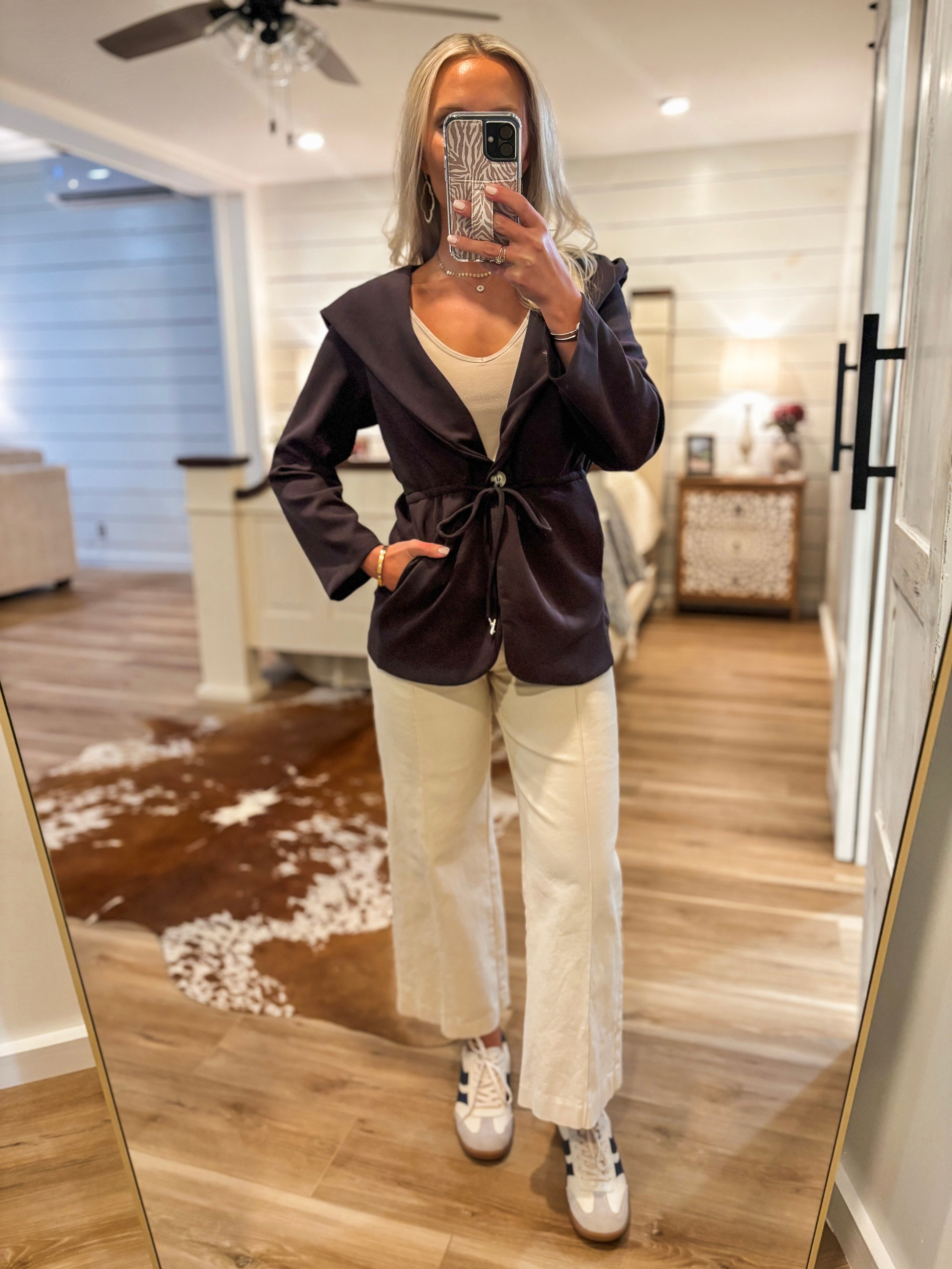 My Purpose Charcoal Hooded ELLE GREY Blazer