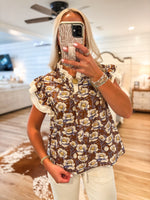 Load image into Gallery viewer, Fell Fast Brown Floral Blouse

