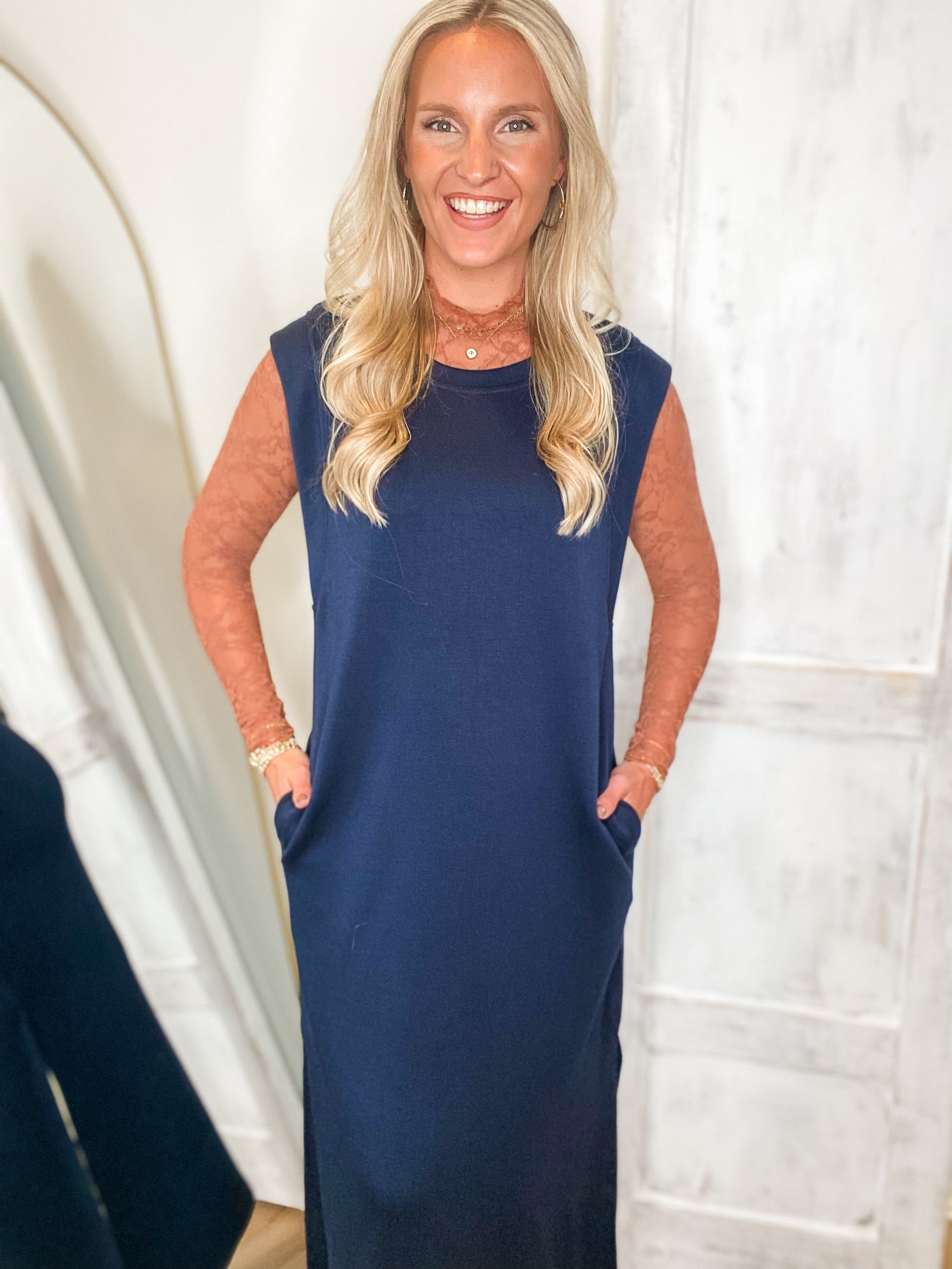 Found You Navy Luxe Butter Pullover Maxi Dress