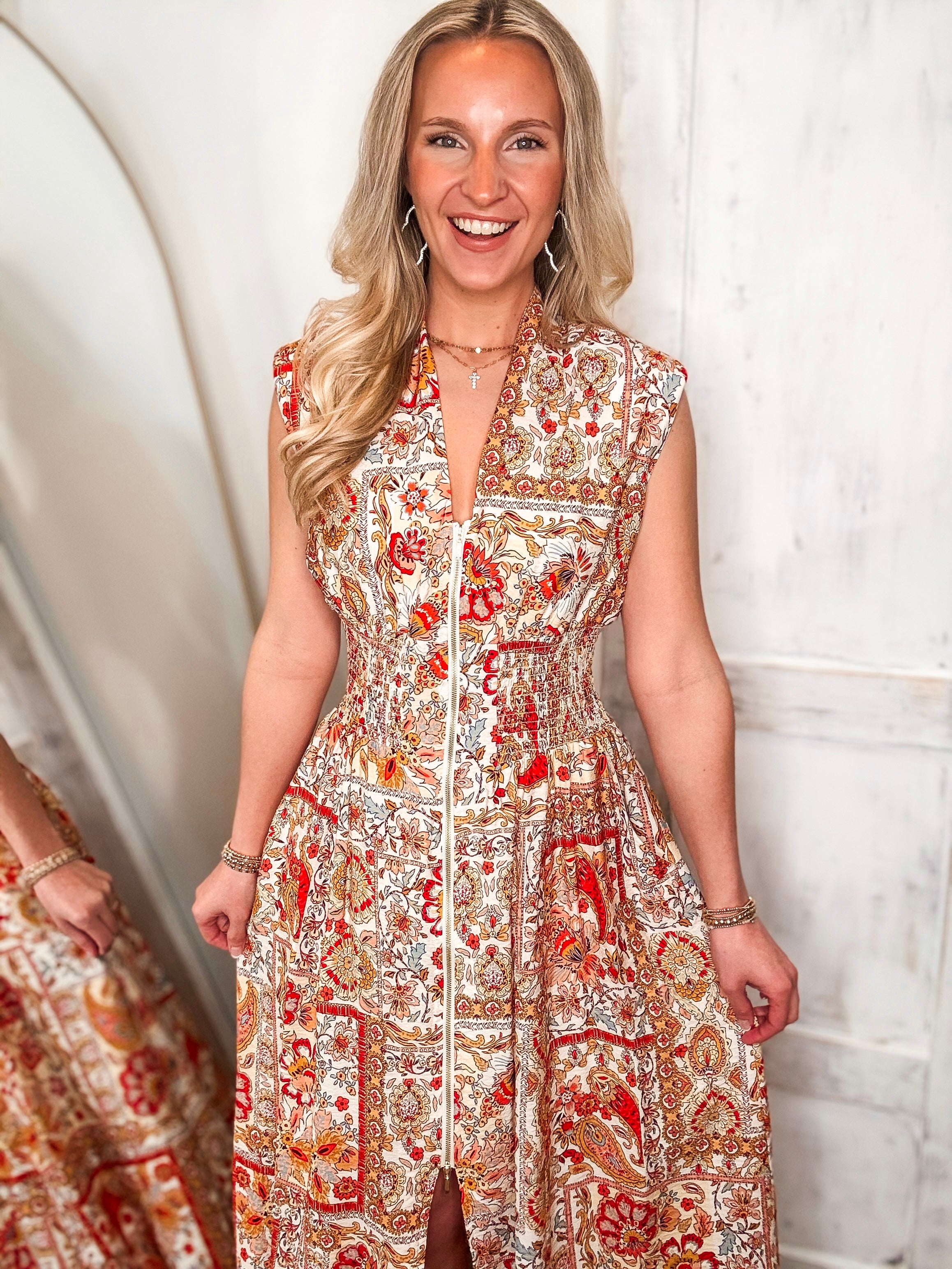 Call Me Out Floral Paisley Midi Dress M Call Me Out Floral Paisley Midi Dress M