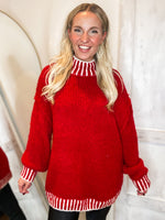 Load image into Gallery viewer, In The Spirit Red Contrast Oversized Sweater
