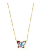 Load image into Gallery viewer, Lillia Lilac Abalone Butterfly Pendant Gold Necklace

