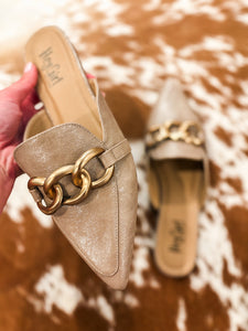 Playin For Keeps Taupe Corkys Mule