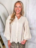 Load image into Gallery viewer, For Certain Champagne FATE Button Down Blouse
