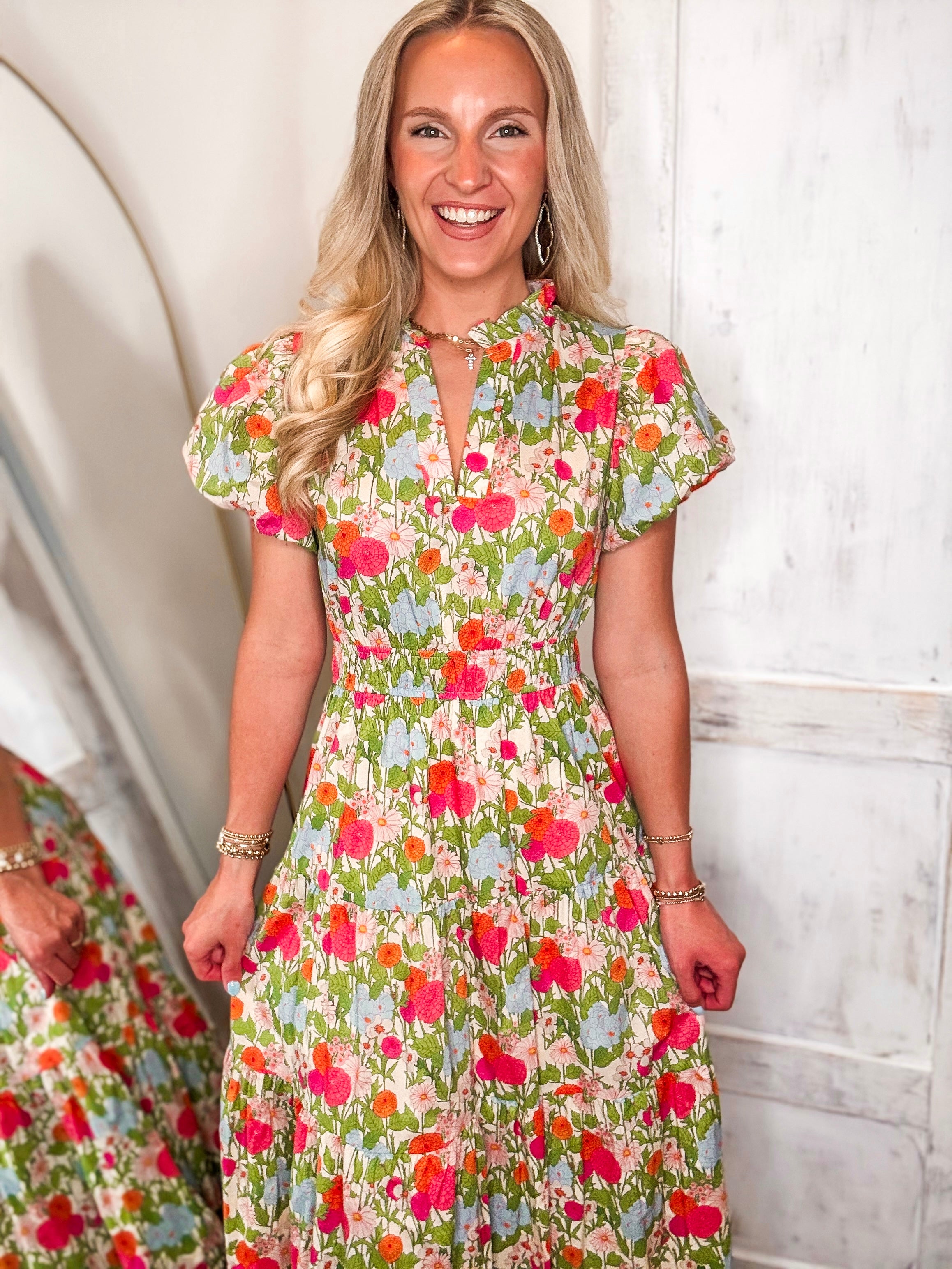 pastel floral spring dress Charming Pastel Floral Corset Ruffle Mini Dress