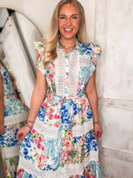 Load image into Gallery viewer, Good Day Ahead Multi Color Printed Lace Midi Dress
