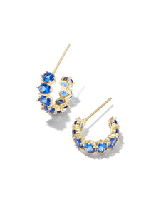 Cailin Blue Crystal Huggie Gold Earrings