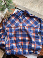Load image into Gallery viewer, Hope Found Navy &amp; Ivory Plaid Mix Quarter Zip Pullover
