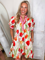 Load image into Gallery viewer, In Spring Red Tulip Mini Dress
