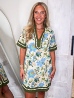 Load image into Gallery viewer, At My Best Olive Floral Mini Dress
