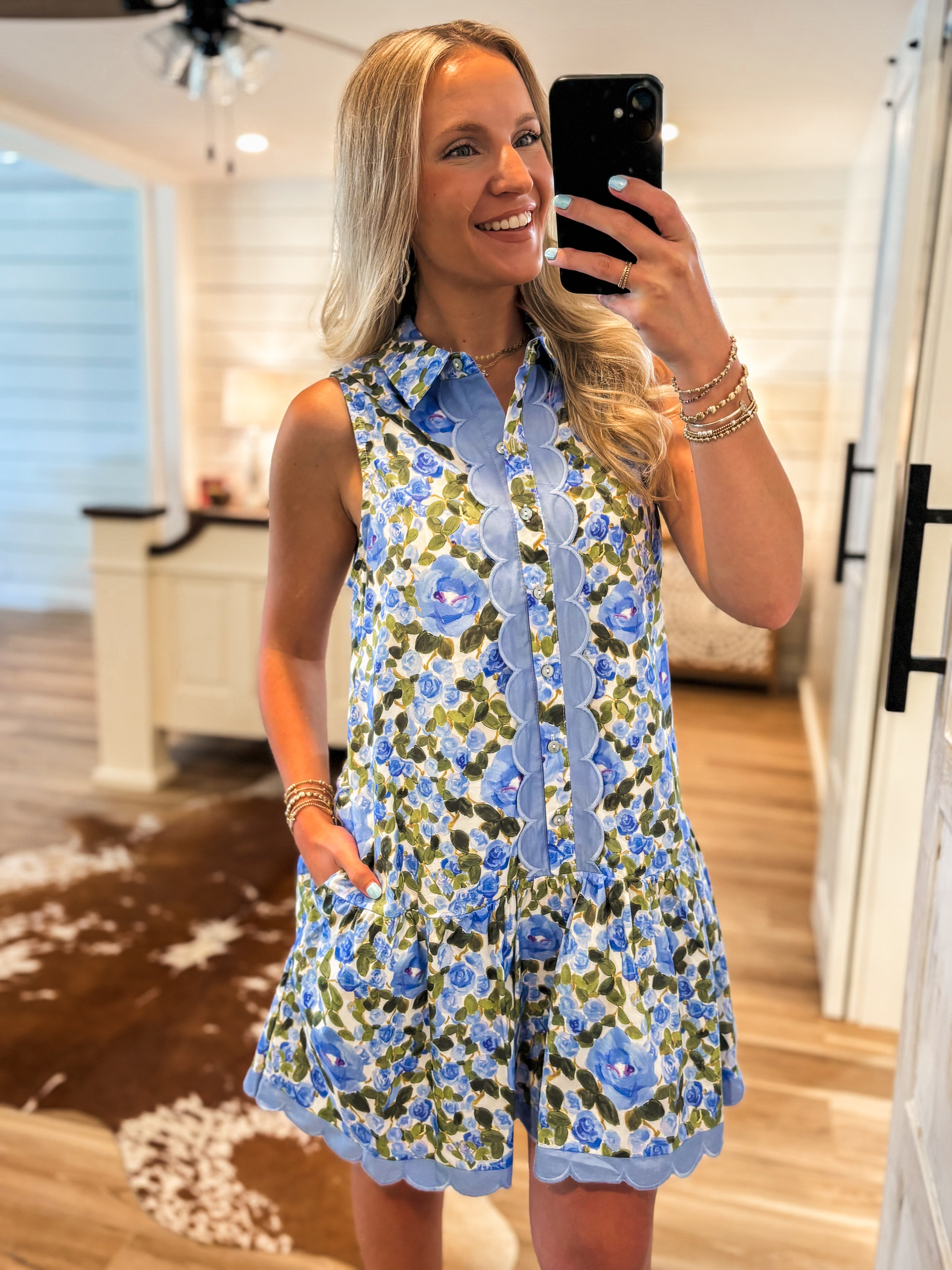 Sweet Blooms Blue Floral Mini Dress